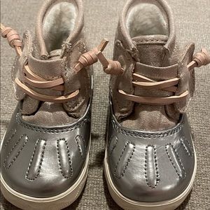 Infant Sperry boots. Pink/silver size infant 3